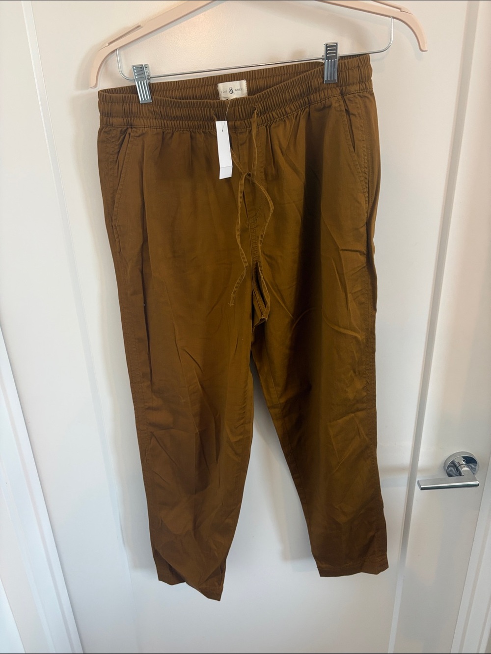 Lou & Grey Straight-Leg Drawstring Pants in Brown